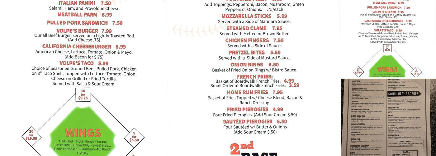 Volpe's Sports Bar Menu