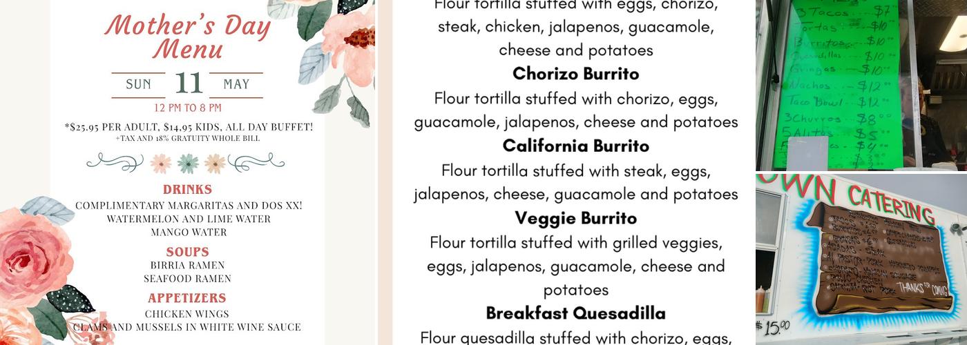 Taco Town catering & taquizas truck Menu