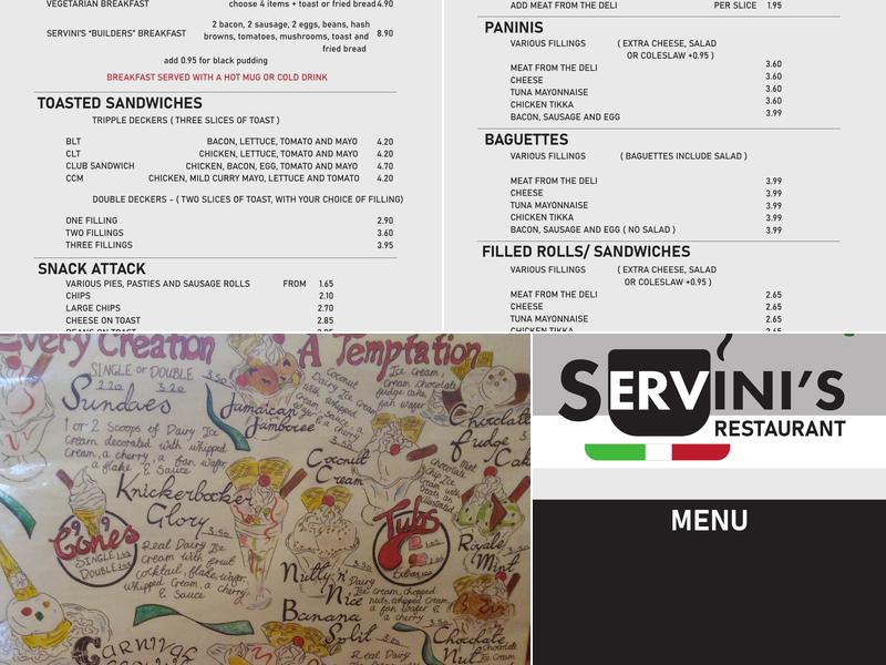 Servini's Cafe Restaurant Menu