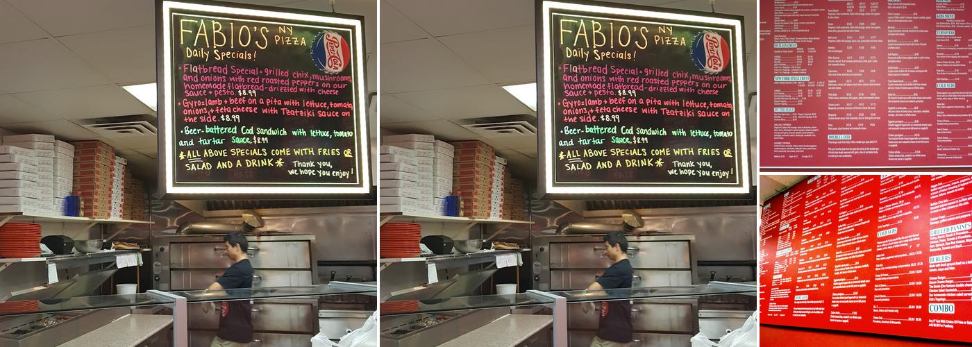Fabio's NY Pizza Menu