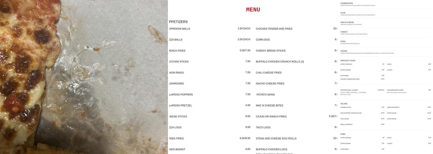 Porky's Pizzeria‎ Menu