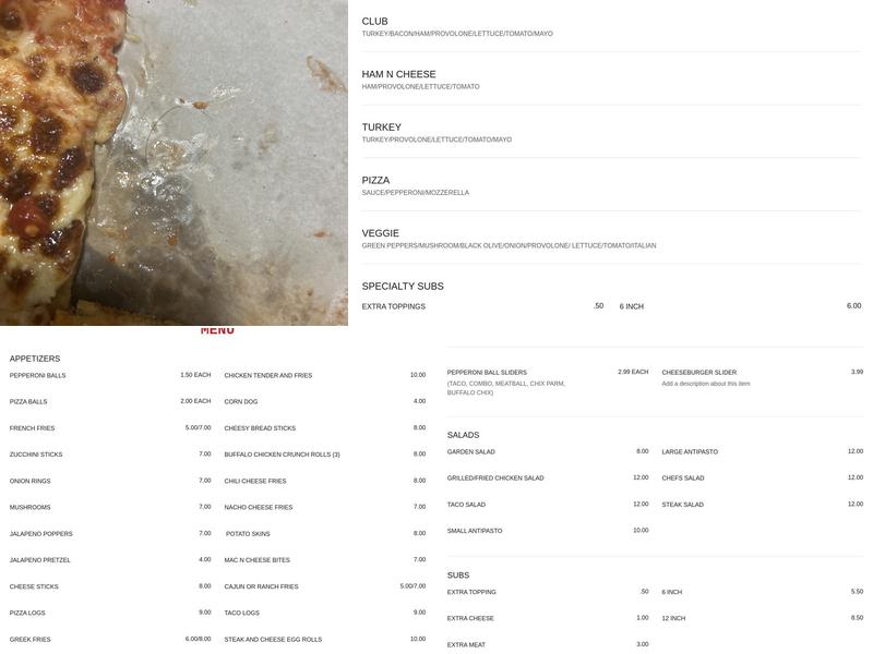 Porky's Pizzeria‎ Menu