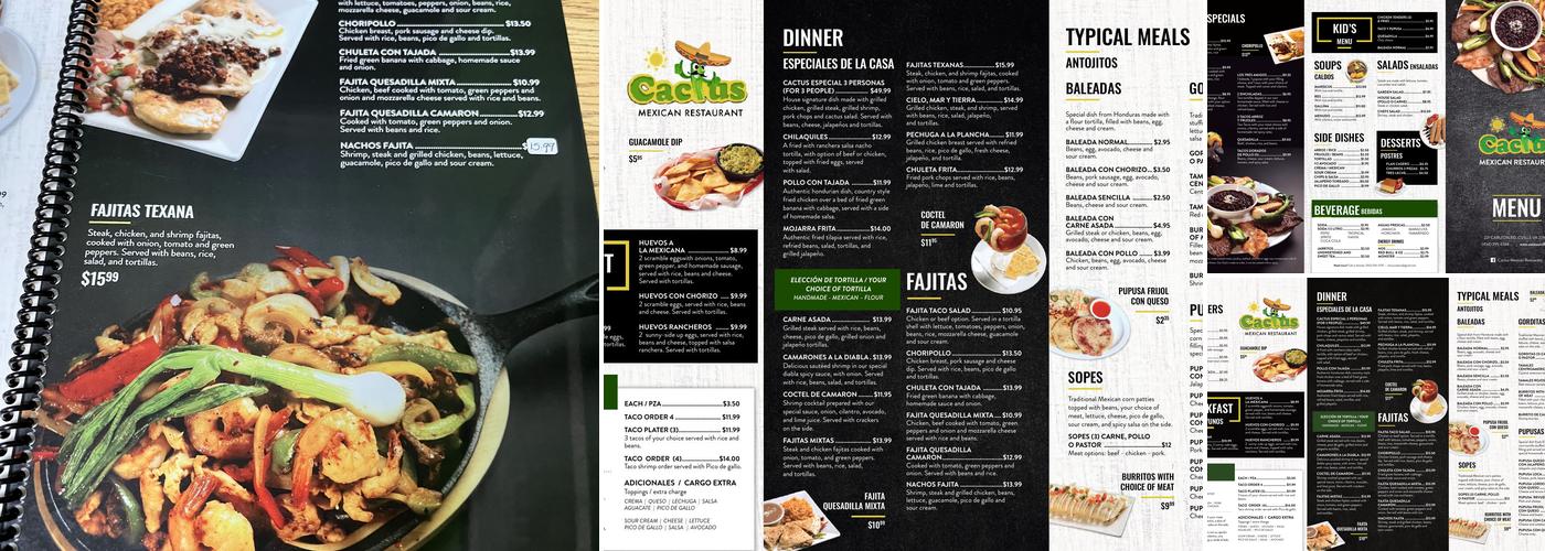 CACTUS MEXICAN RESTAURANT Menu