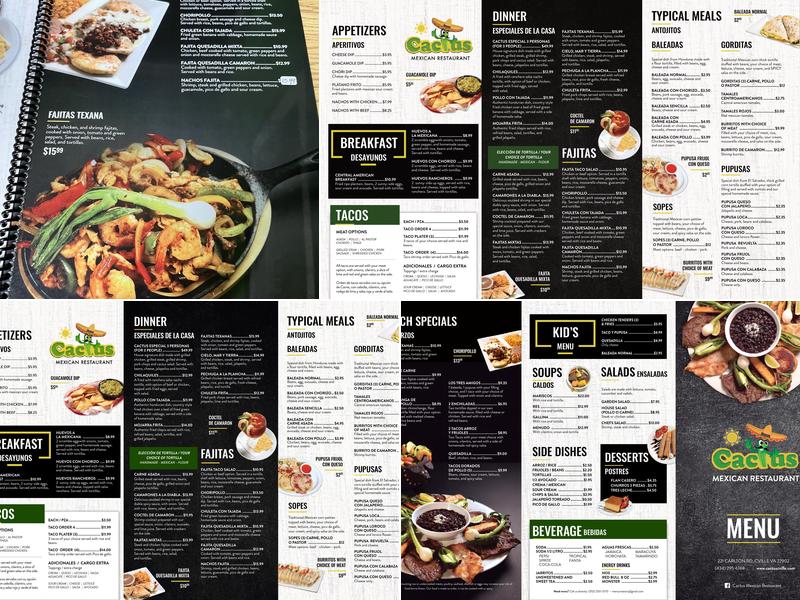 CACTUS MEXICAN RESTAURANT Menu