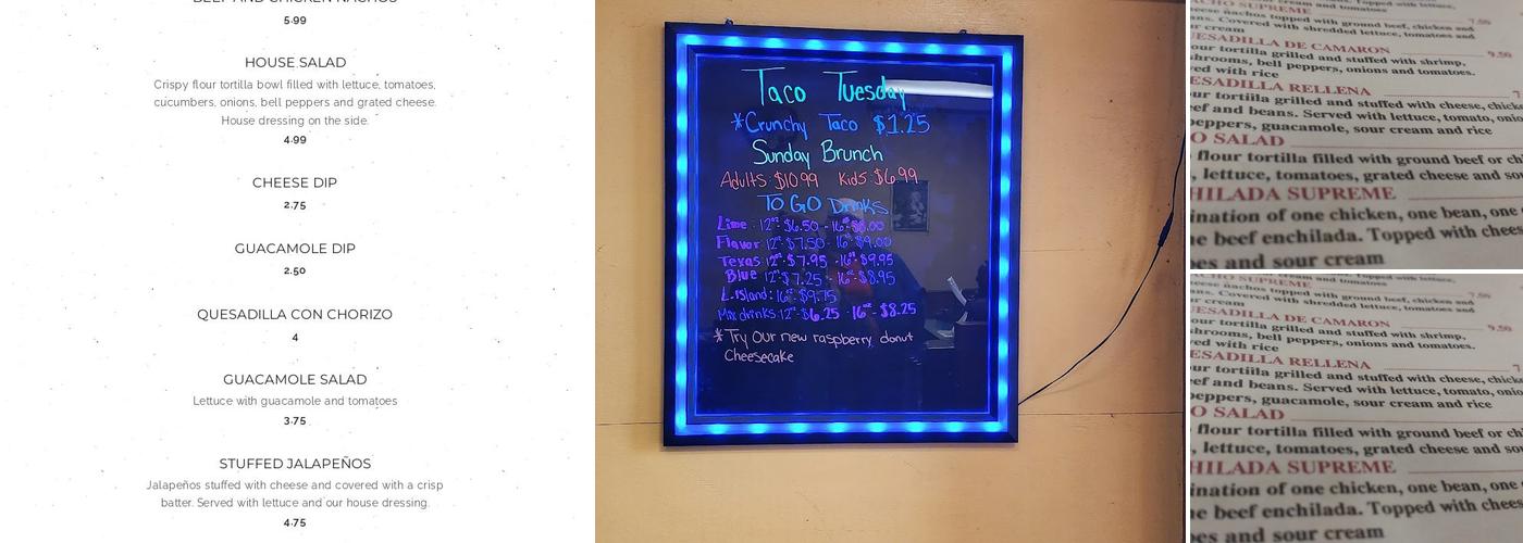 Los Tres Potrillos Menu