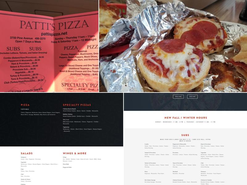 Patti's Pizza Menu