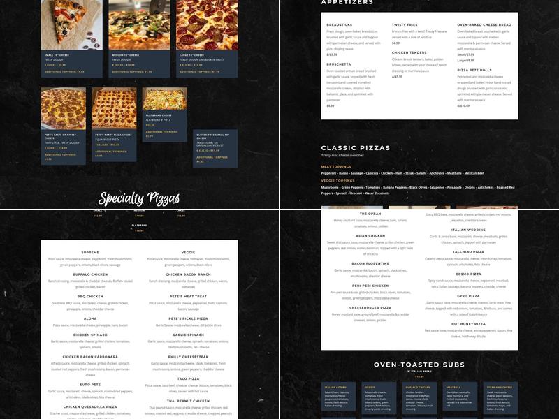 Pizza Pete's Pizzeria Menu