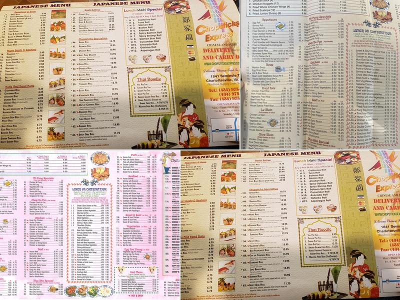 Chopsticks Express Menu
