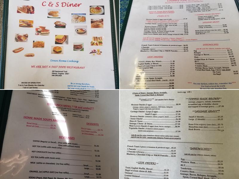 C & S Diner Menu
