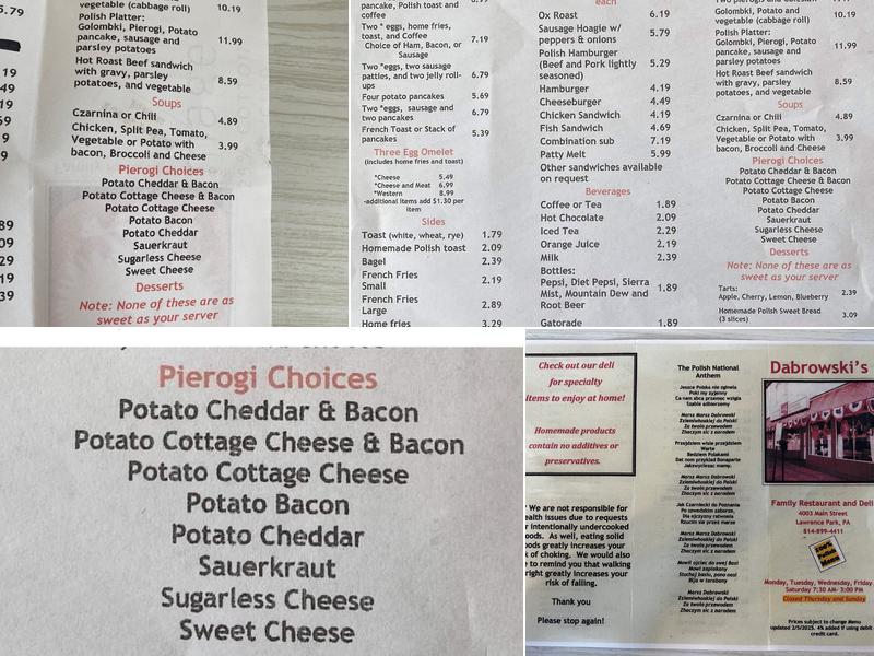 Dabrowski's Restaurant & Deli Menu