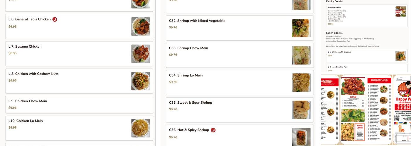 Happy Wok Menu