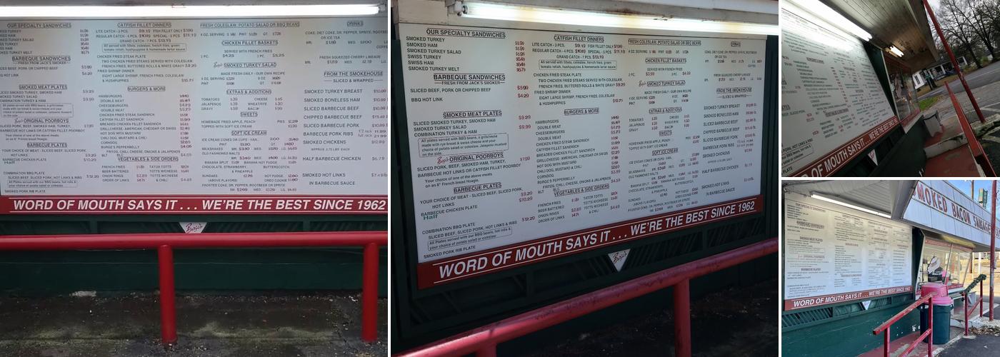 Burge's Hickory Smoked Turkeys and Hams Menu