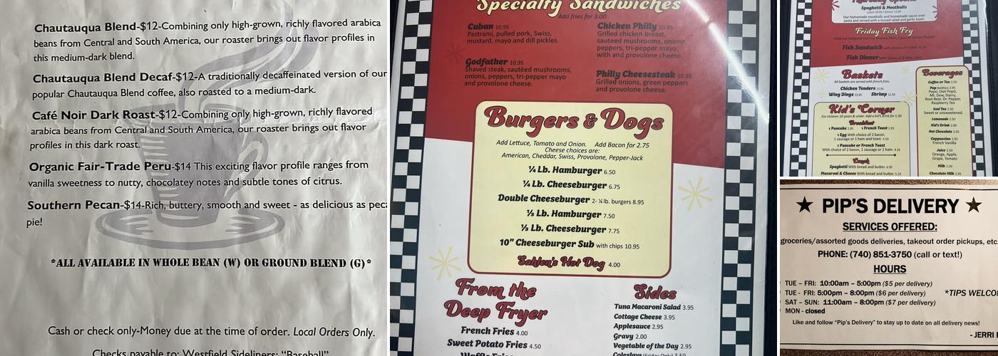Westfield Main Street Diner Menu