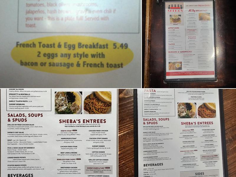 Sheba's Menu