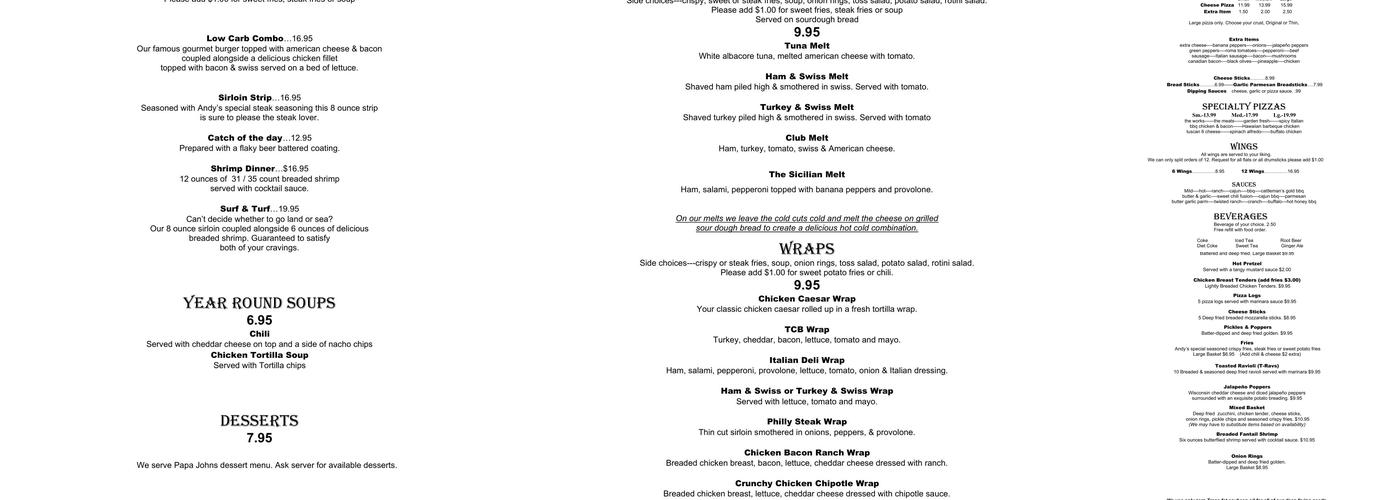 Andy's Pub Menu