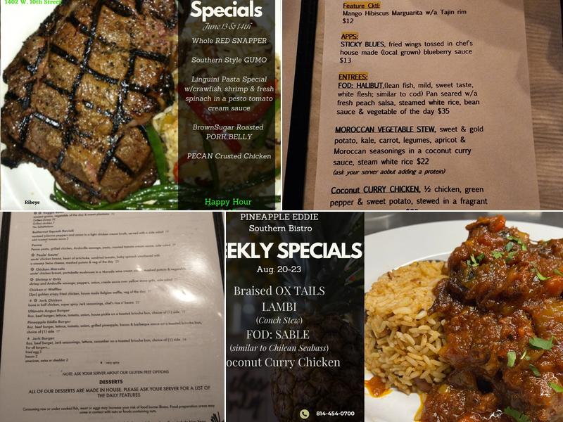 Pineapple Eddie Southern Bistro Menu