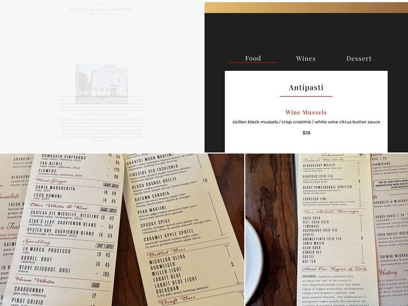 Colao's Ristorante Menu