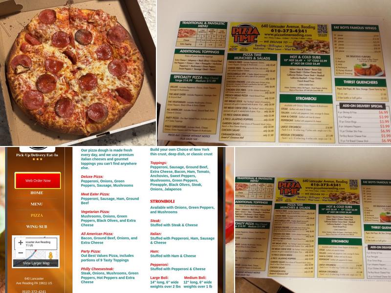 Pizza Time Menu