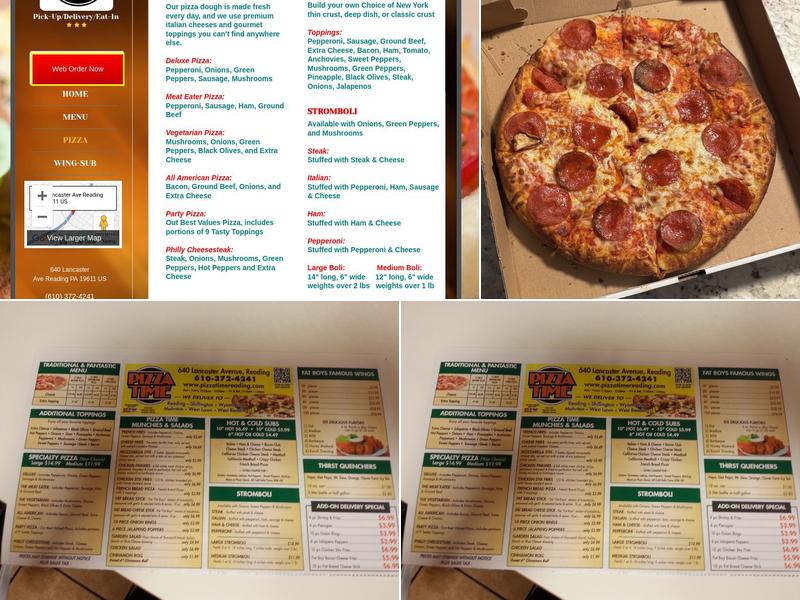 Pizza Time Menu