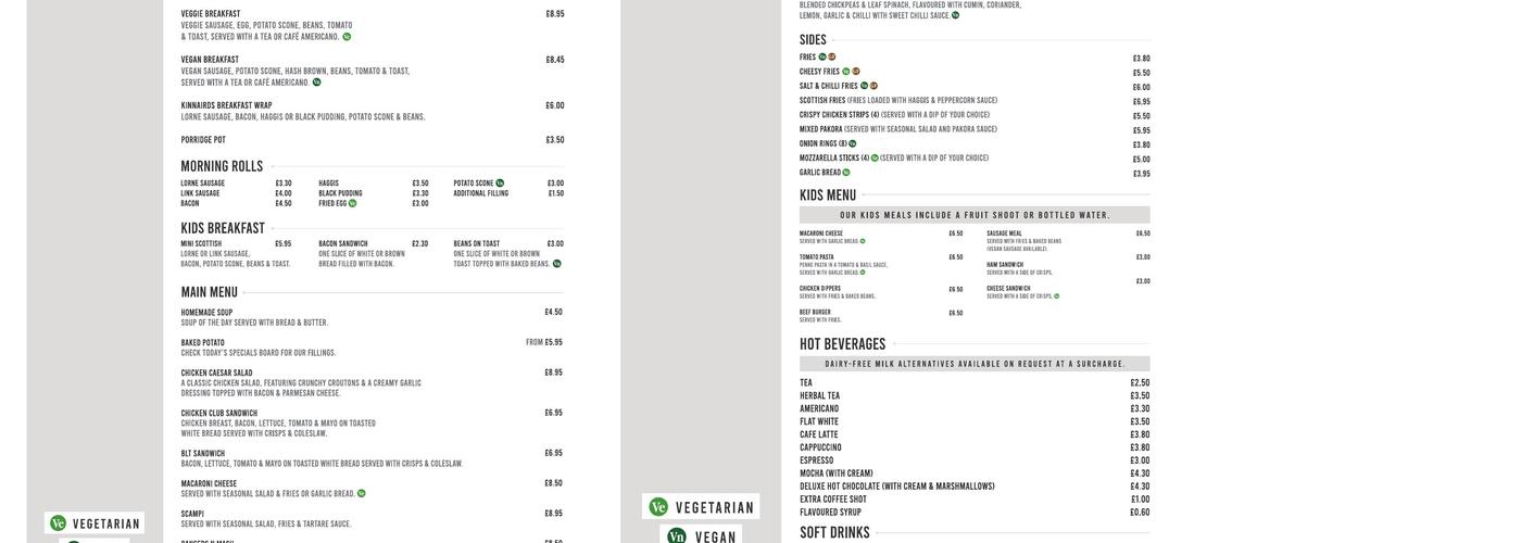 Kinnairds Bistro Menu