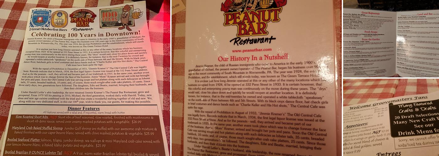 The Peanut Bar Restaurant Menu