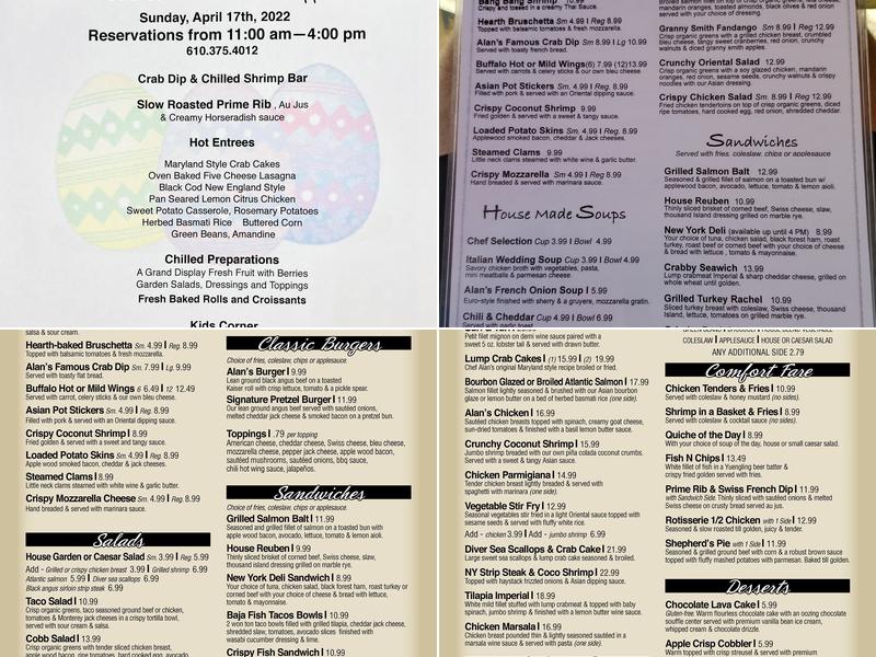 Chef Alans Restaurant & Bar Menu
