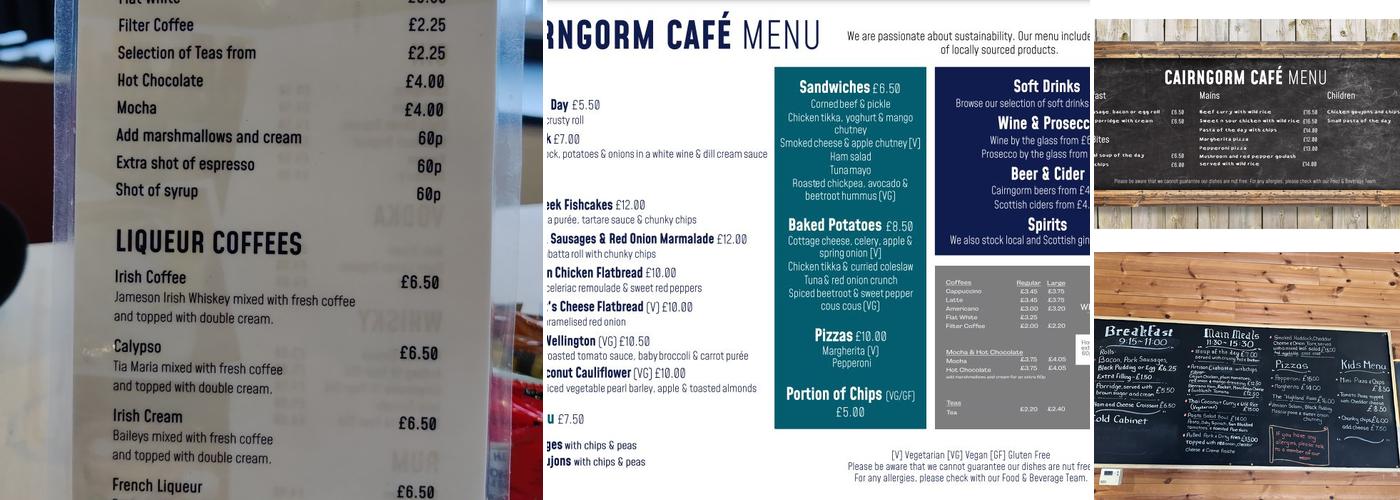 Cairngorm Cafe Menu