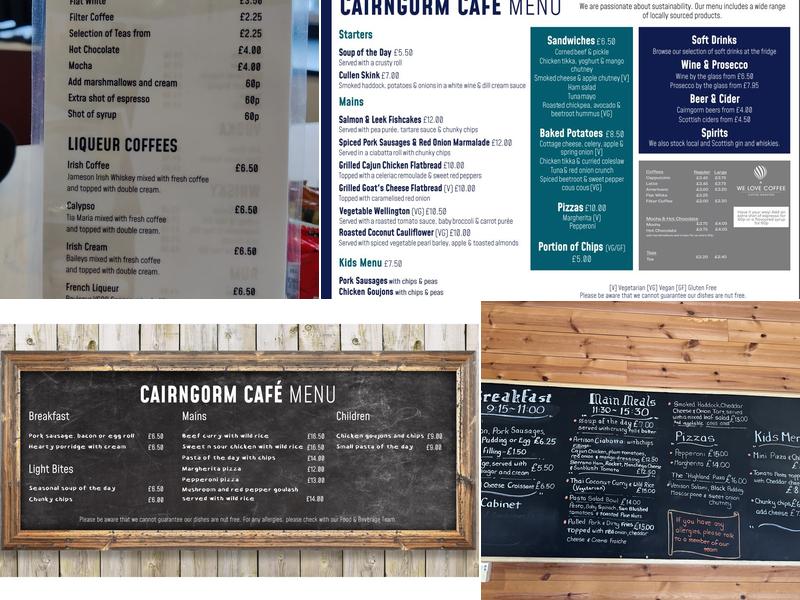 Cairngorm Cafe Menu