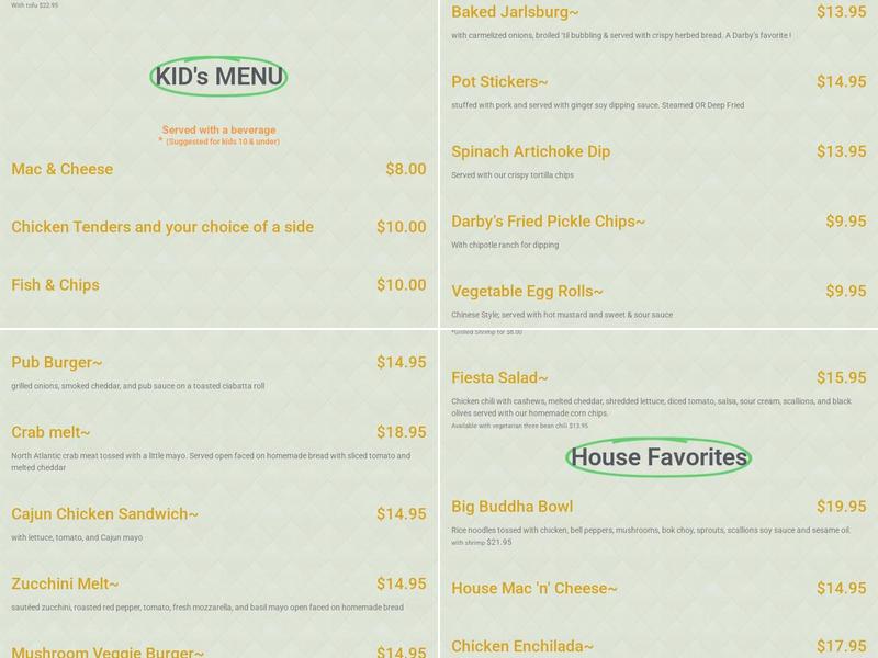 Darby's Menu