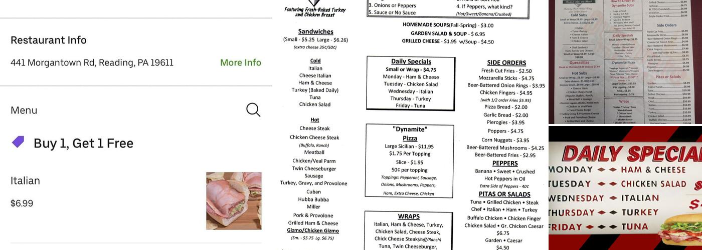 Dynamite Subs Menu
