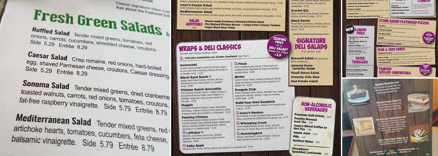 Isaac's Restaurant - Wyomissing Menu