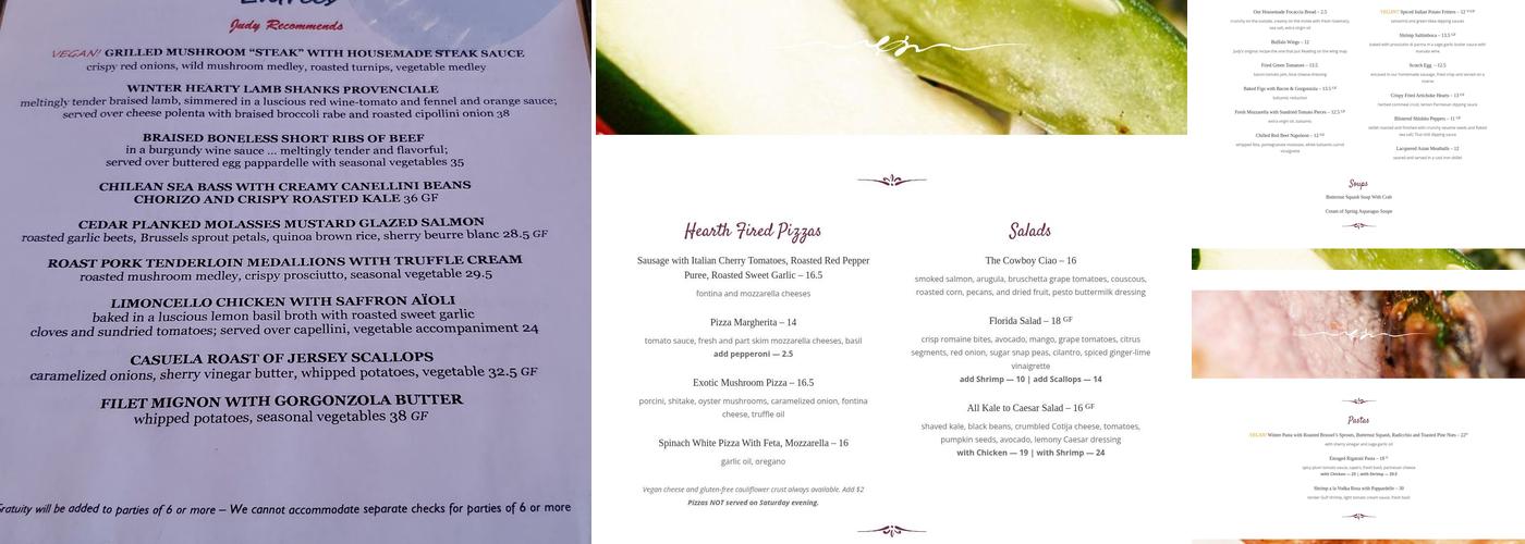 Judy's On Cherry Menu