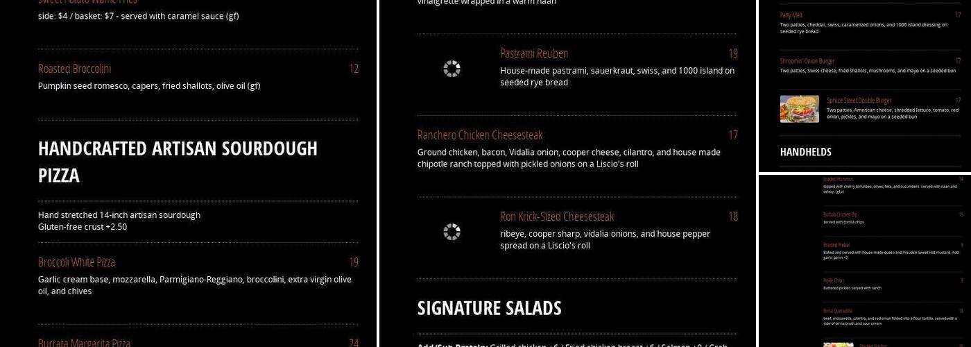 3rd & Spruce Drafthaus Menu