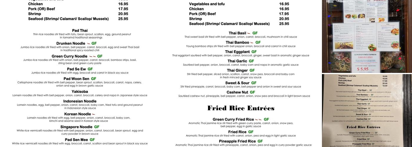 Sa La Thai restaurant Menu