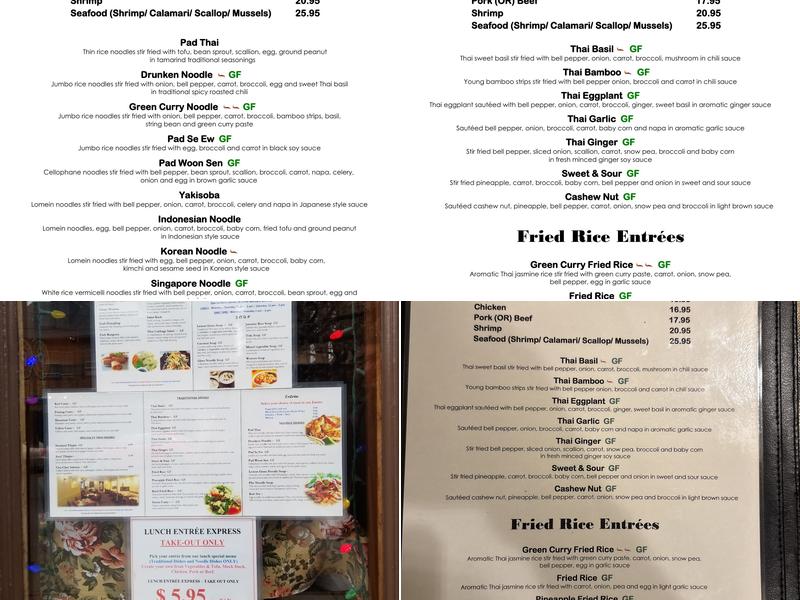 Sa La Thai restaurant Menu