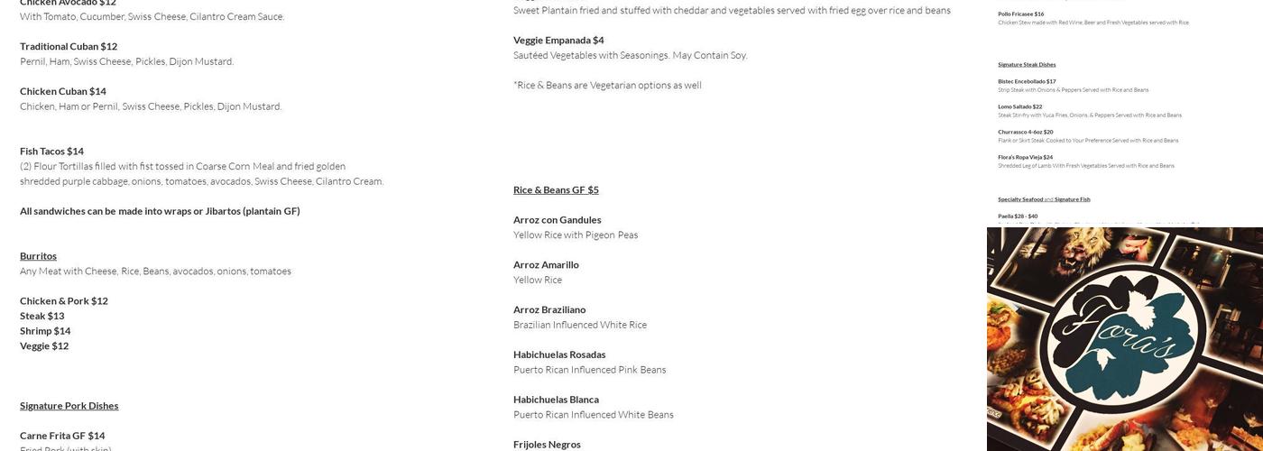 Flora's Menu