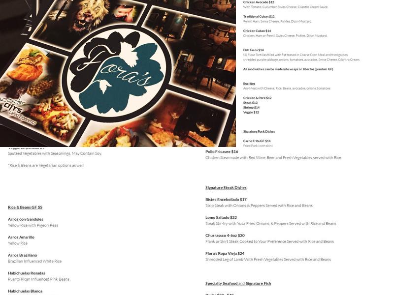 Flora's Menu