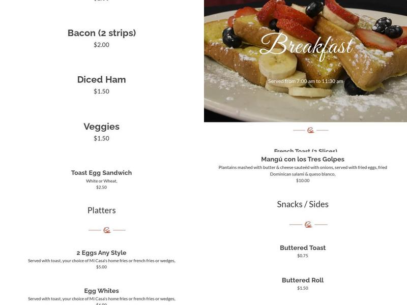 Mi Casa Su Casa Menu