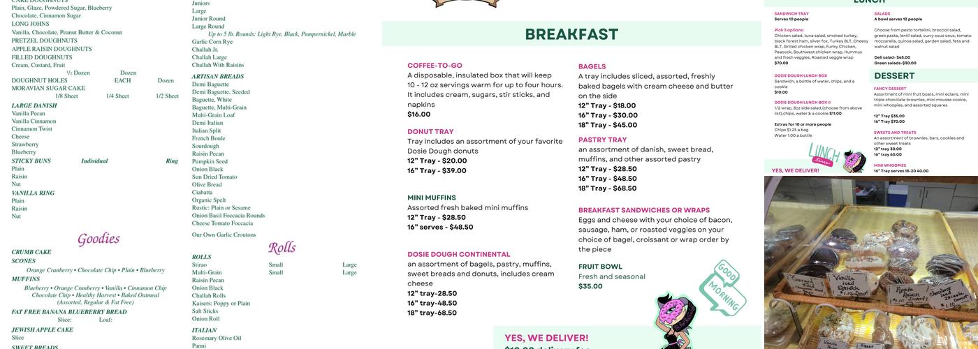 Dosie Dough Menu