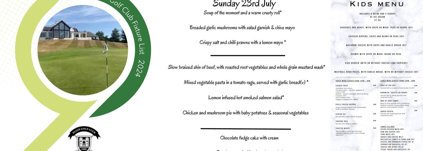 The Hardhillock Bar & Bistro at Elgin Golf Club Menu