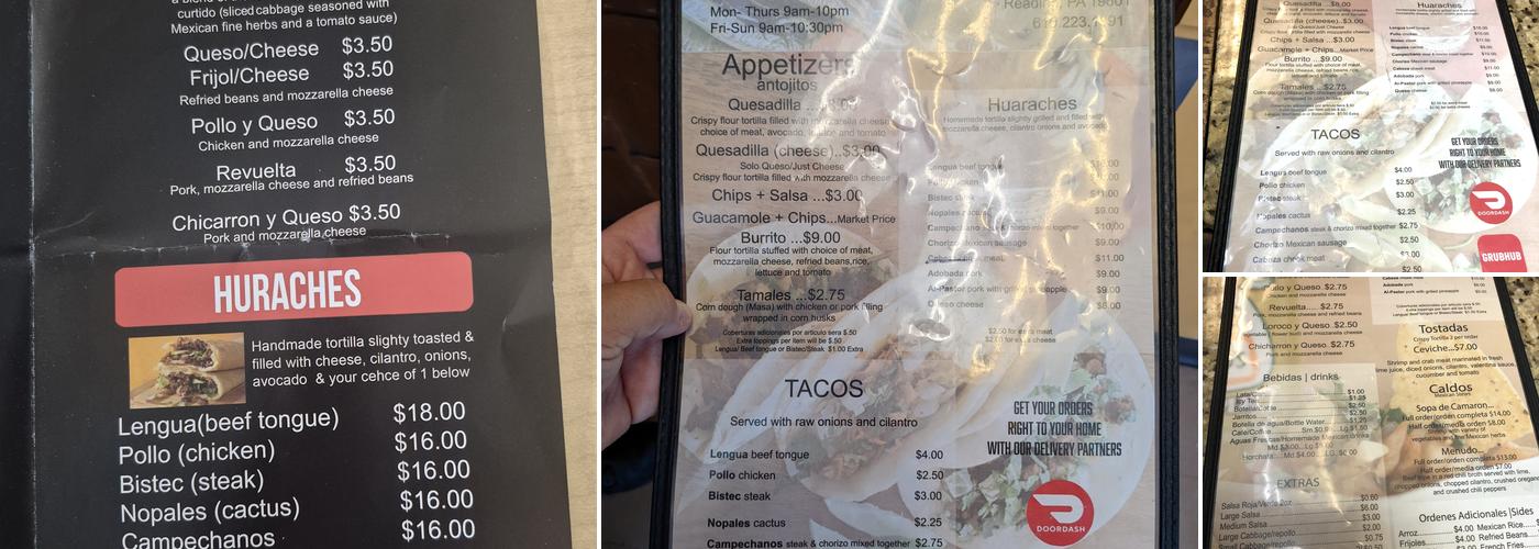 Taqueria Jimenez Menu