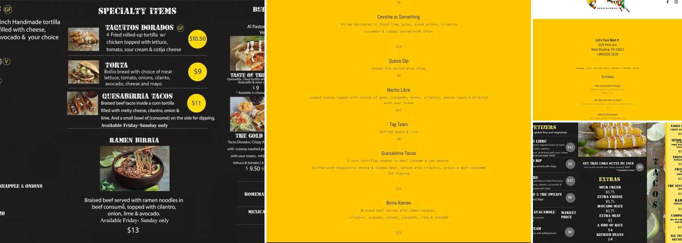 Lets Taco Bout It Menu