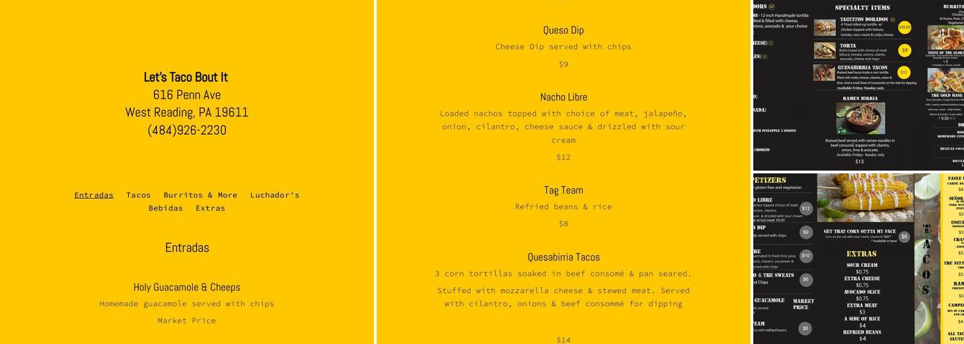 Lets Taco Bout It Menu