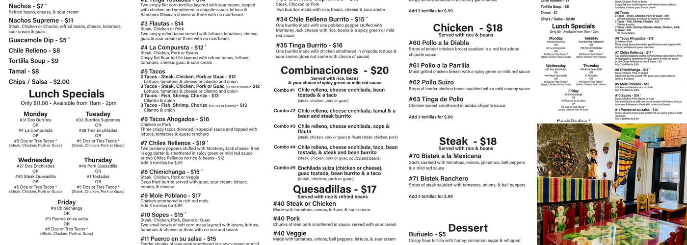 La Cocina Mexicana Menu