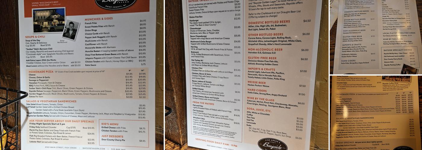 BaySide Tavern Menu