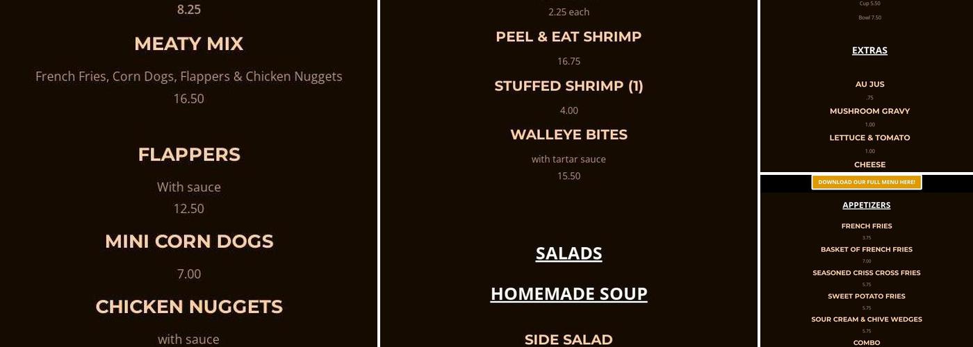 Greystone Castle Menu