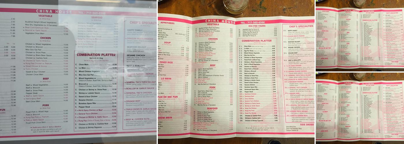 China House Restaurant Menu