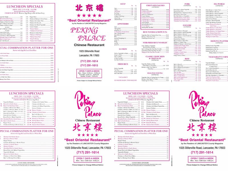 Peking Palace Chinese Restaurant Menu