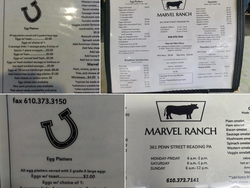 Marvel Ranch Menu