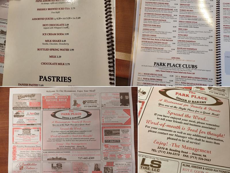 Park Place Diner Menu